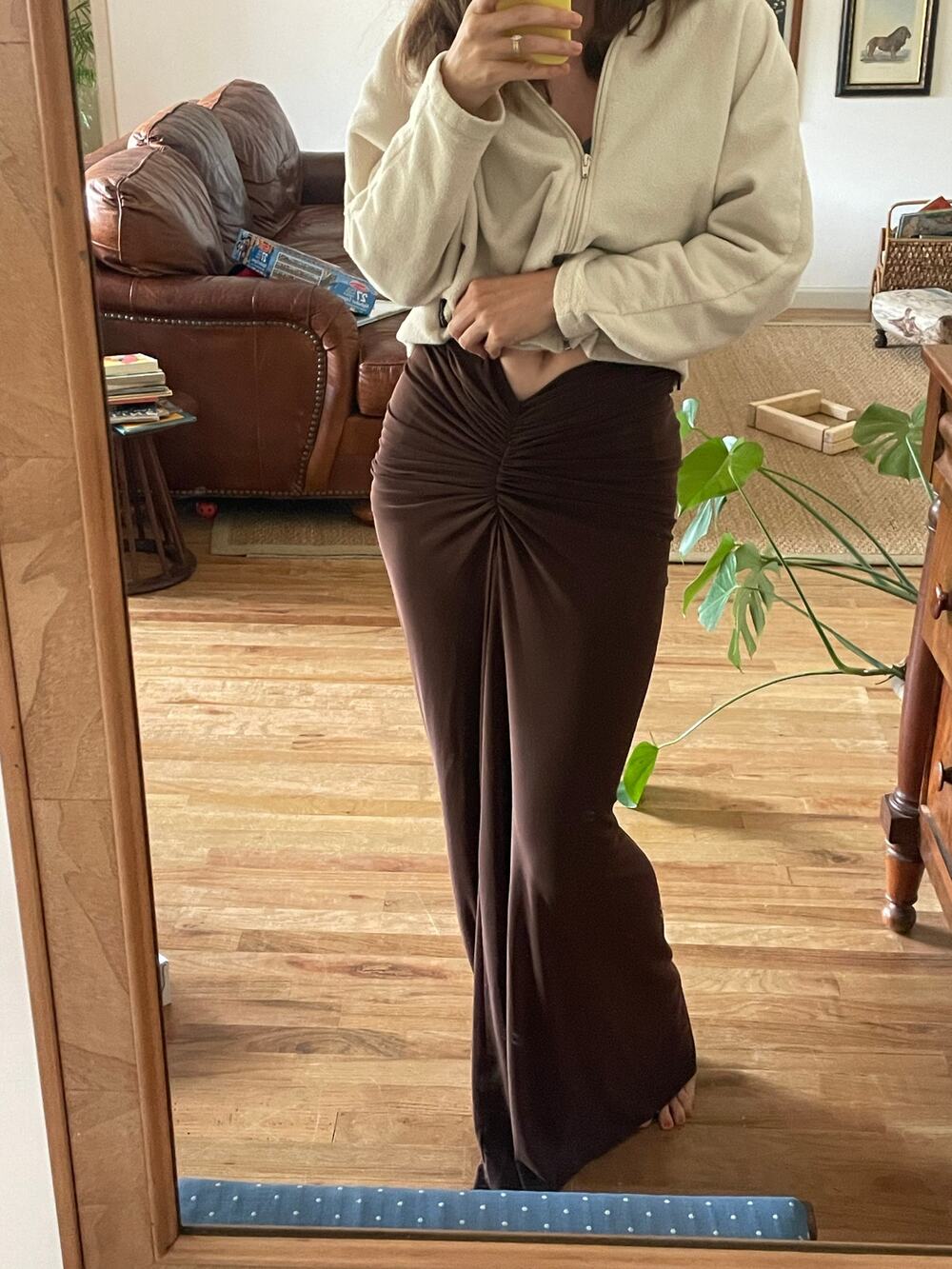 Ronny Kobo Chase Maxi Skirt Ruched Brown‎ X Small